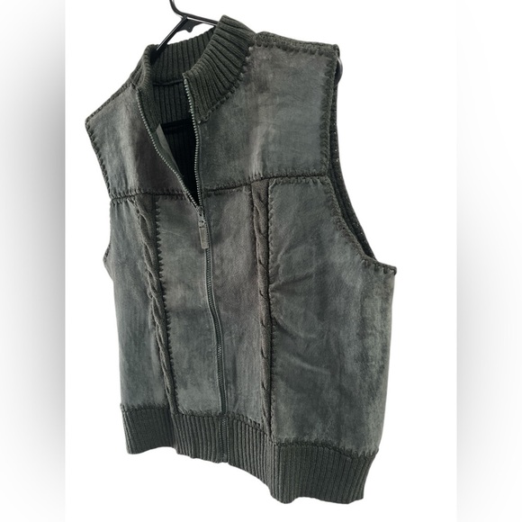 Vintage green suede knit zip up vest - Picture 3 of 4